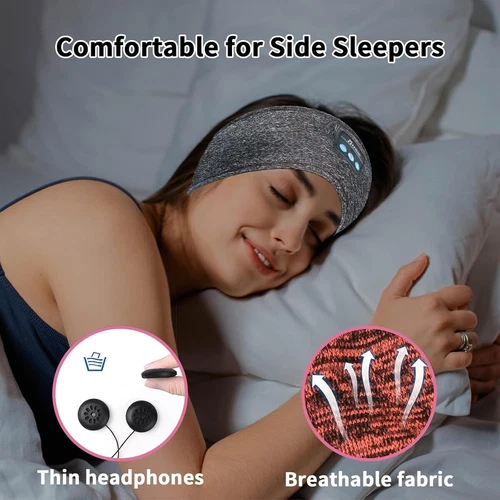 Drahtlose Musik Bluetooth Kopfbügel Sport Kopfhörer Augenmaske für Schlaf Arbeit - Bild 3 von 17
