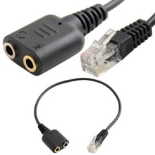 Pro Headset Telephone Cable Dual 3.5mm to RJ9 Jack Adapter Converter PC Headset