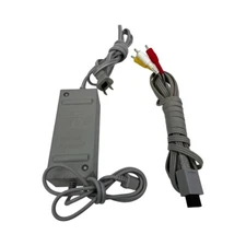 Official Nintendo Wii OEM Hookups - AC Power Adapter & AV Cable Used Tested