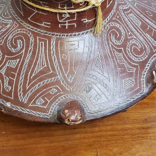 Vintage Brazil Vase Folk Art Native Indigenous Turtle Hand Made Marajoara Styled - Picture 2 of 13