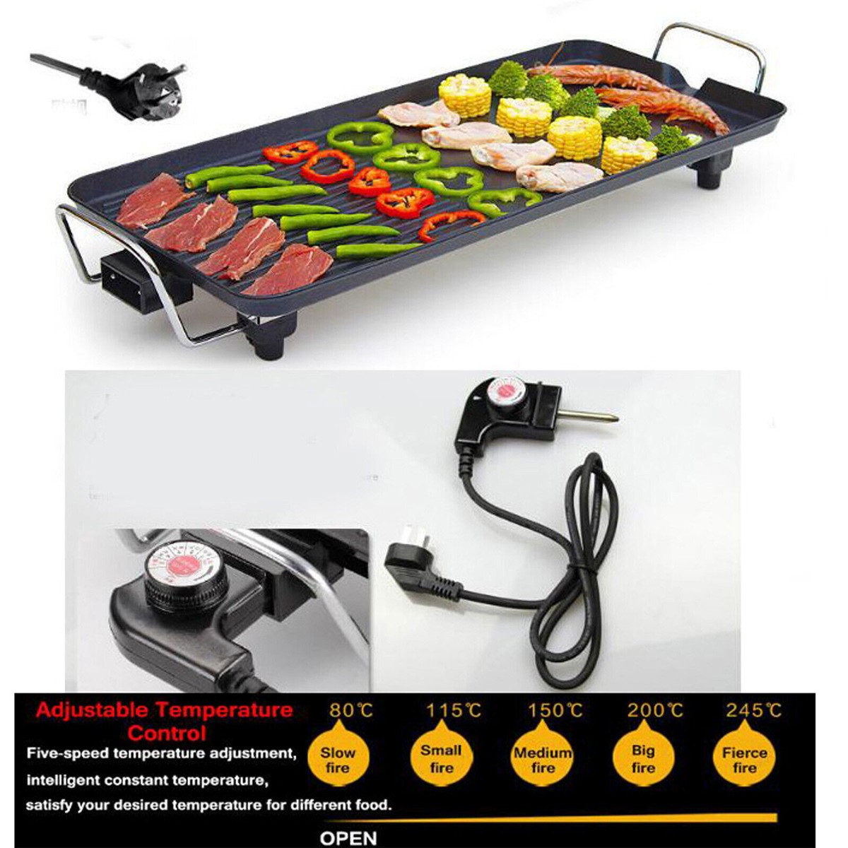 Flat Top Griddle VonShef Teppanyaki Grill XXL – Electric Grill