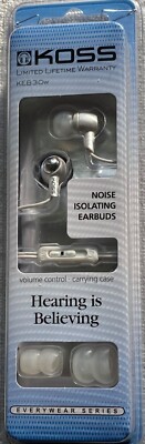 New KOSS Noise Isolating Headphones -  KEB30s - Black/Silver NEW