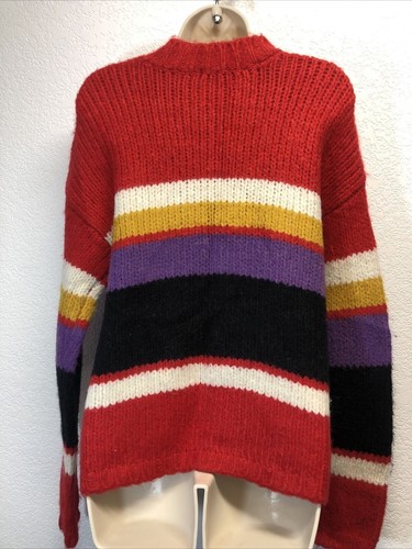 Maglione donna girocollo colorato a righe audaci nuovo con etichette taglia XXSmall (oversize) rosso - Foto 4 di 7