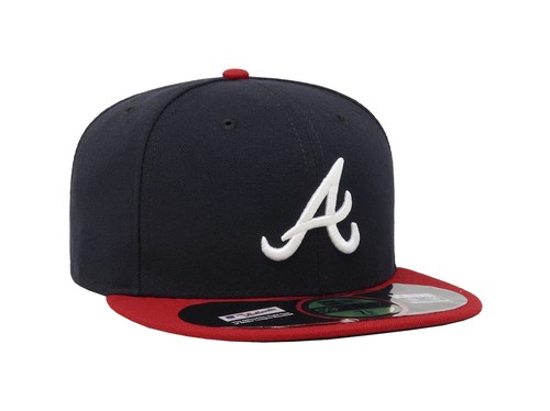 New Era 59Fifty Men Boys Cap Atlanta Braves Navy Official On Field Fitted Hat - Picture 3 of 5