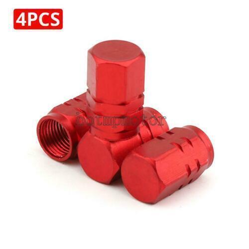 4PCS Red Motorcycle Hexagon Tire Valve Stem Caps for Honda Yamaha Kawasaki - Afbeelding 1 van 4