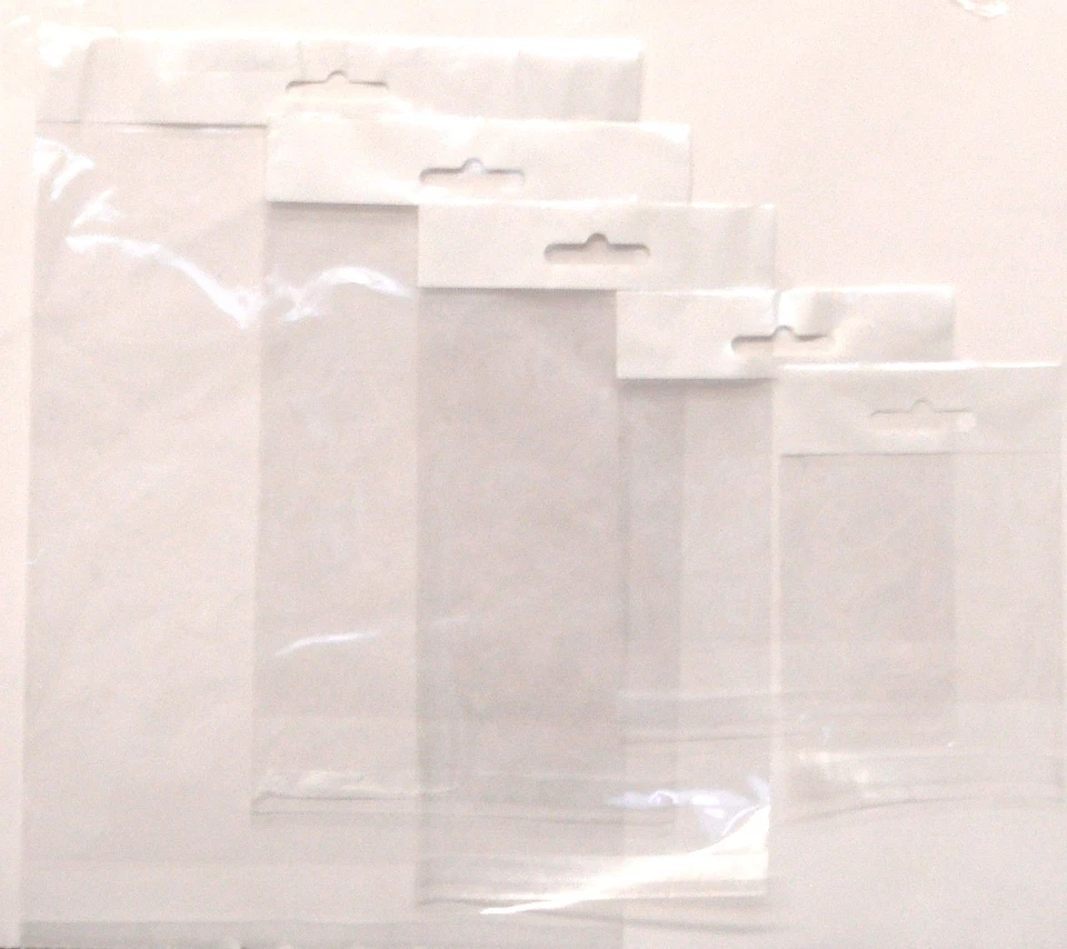 Cellophane Clear Bags Euro Hook Hanging Pouch Plastic Packing Display Bag UK