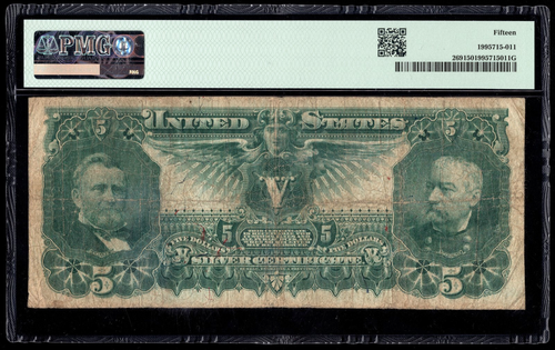 1896 FR. 269 $5 SILVER CERTIFICATE "EDUCATIONAL" PMG 15 BRUCE | ROBERTS SCARCE - Picture 2 of 3