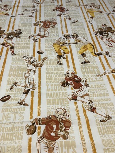 Vintage NFL FOOTBALL Twin FLACH & SPANNBETTLAKEN SET selten Sears Perma Prest 1970er