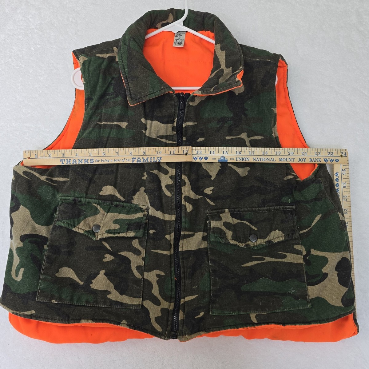Vtg Reversible Woodland Camo Camouflage Blaze Orange Insulated