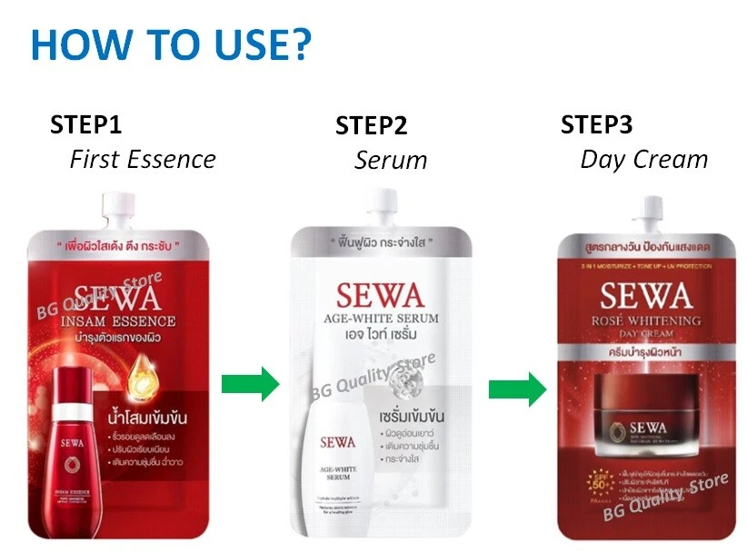 3 Boxes (18 sachet) SEWA Insam Essence Rose Whitening Day Cream Anti Aging Serum - Image 2 of 4