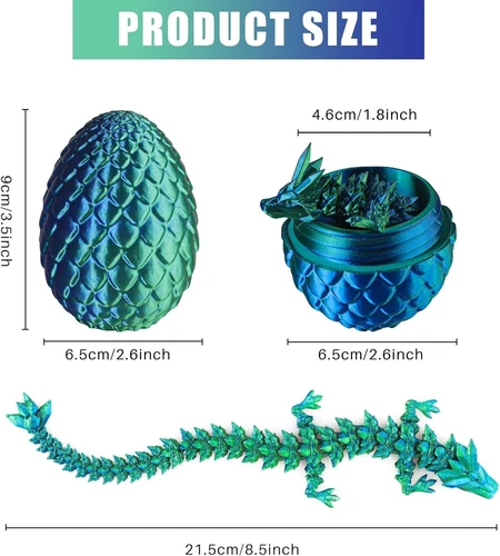 3D Printed Dragon Egg Full Articulated Crystal Dragon Fidget Toy Home Decor Toys - Picture 3 of 8