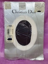 Vtg CHRISTIAN DIOR Thigh Hi Nylon Lace Garter Stockings 10.5-11 JET BLACK RARE