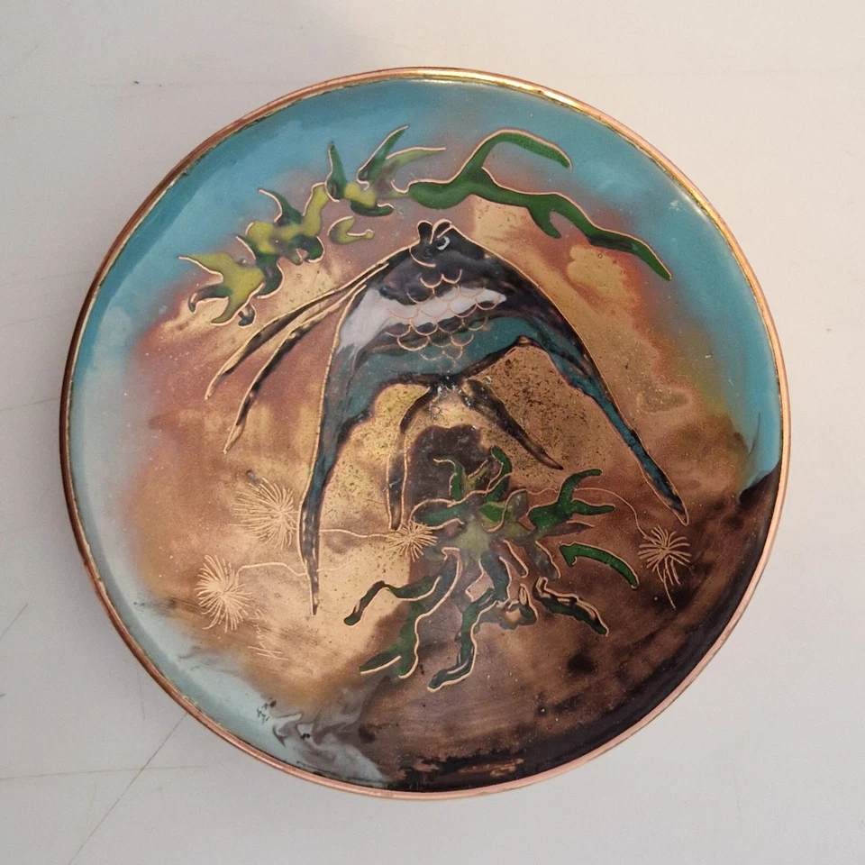 Pays-Bas - Krelag (Att.) dans le goût de l'Asie - Coupelle cuivre émaillé - 50's - Photo 4/4