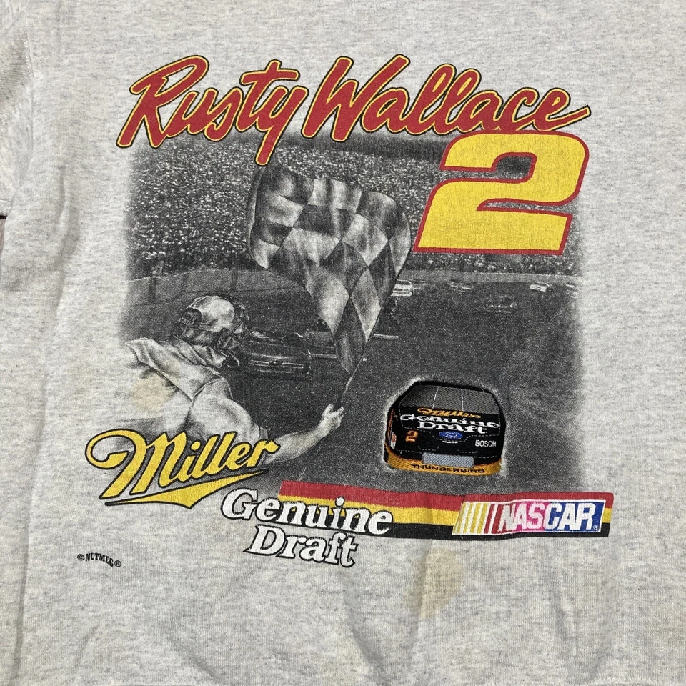 Rusty Wallace Sweater M 90s 00s Y2k Nascar Miller Draft Racing Pullover Crewneck - Image 3 of 4