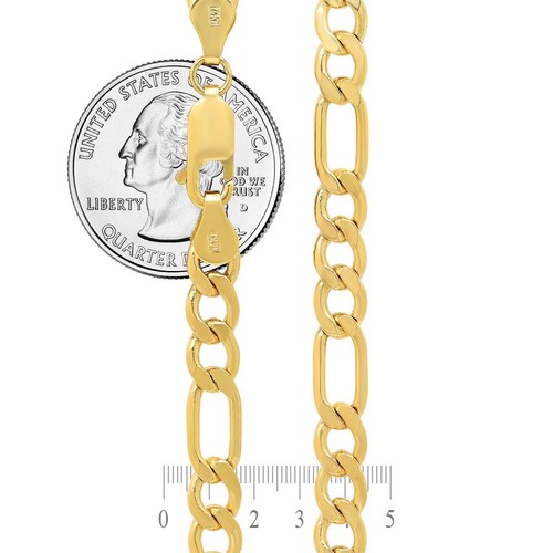 Real 14k Yellow Gold 1.8mm-6.5mm Figaro Link Chain Necklace Size 16"-30" Hollow - Picture 7 of 7