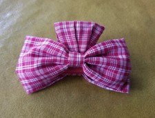 CUTE VINTAGE RED COUNTRY CHRISTMAS PLAID HAIR BARRETTE CLIP FABRIC PERFECT