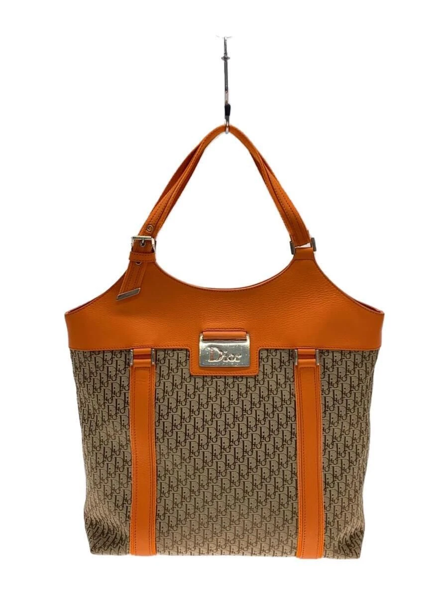 Sac fourre tout Christian Dior toile orange motif total 05 BO 1005 occasion