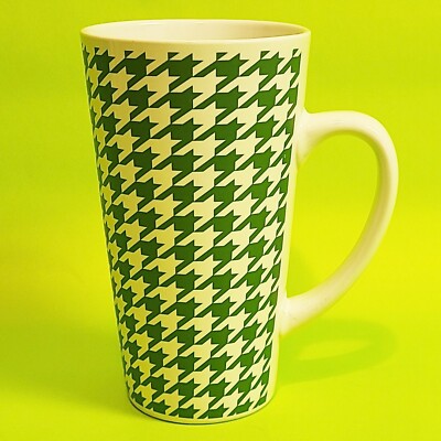 Green Houndstooth 16 oz Oversized Stoneware COFFEE MUG by SCM Home