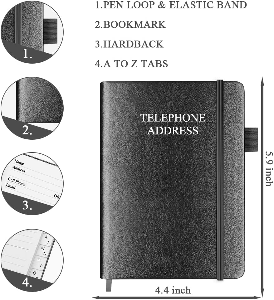 Address Book, 4.5 X 6, with Tabs, Birthday, Password, Black" eBay