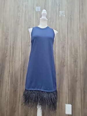 Milly Womens Feather Trim Knit Cocktail Party Dress Size Medium