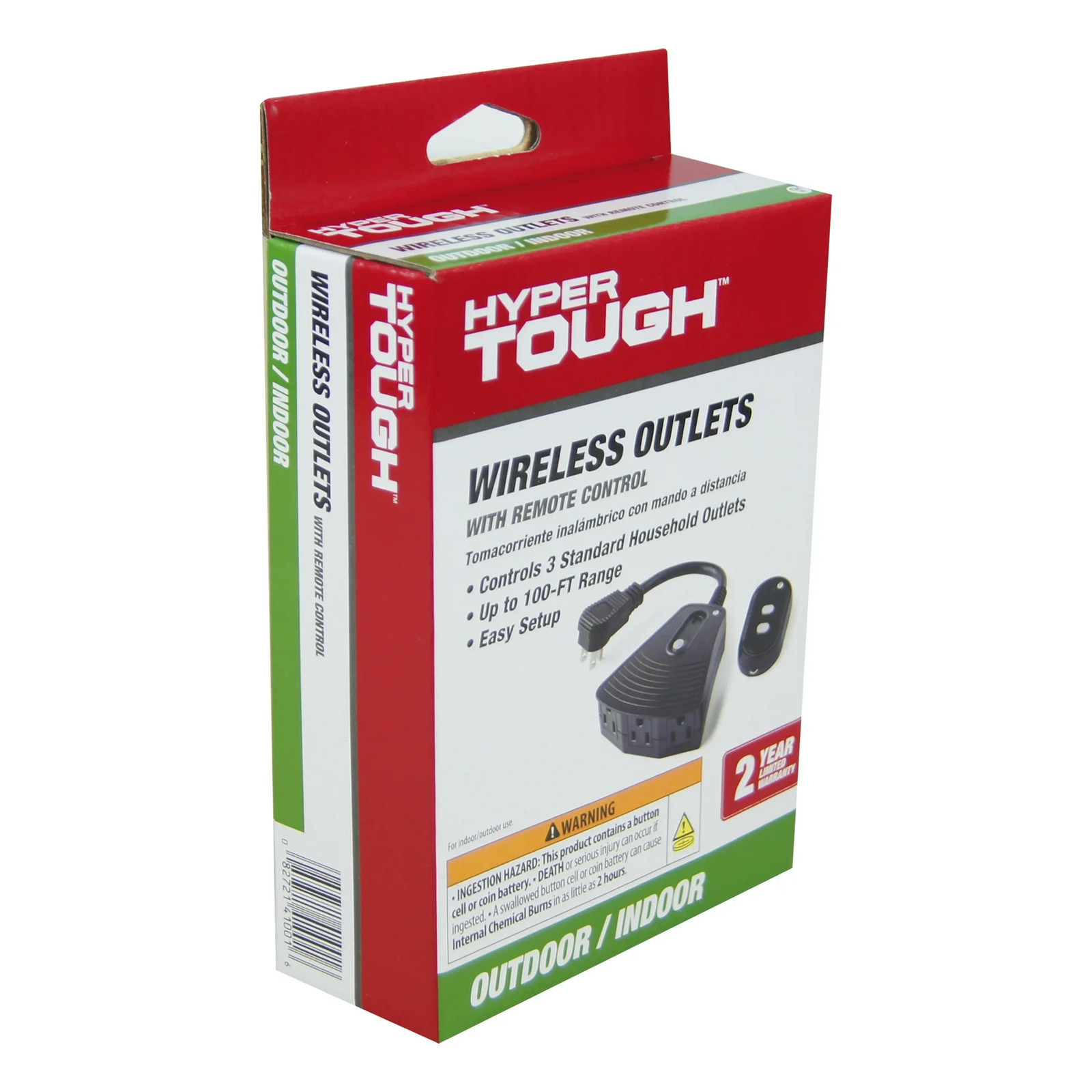 Hyper Tough RC-046 Outdoor 3-Outlet Wireless Remote Control, Black