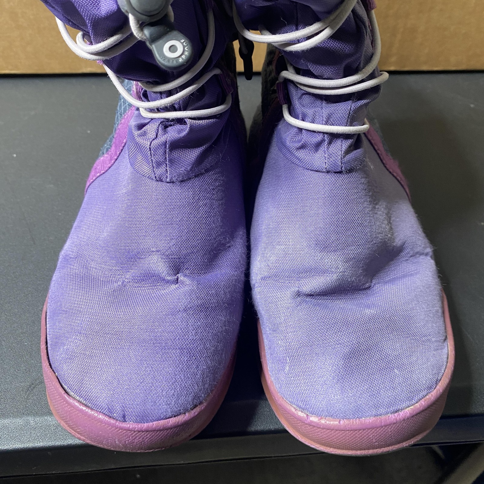 Bogs SnowNights Boots Kids Size 3 Purple Insulated Winter Snow Faux Fur Lined