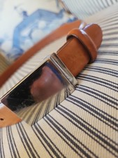 VTG POLO Ralph Lauren Brown Genuine Leather LOGO Belt Sz. M