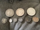 Small Collection Of 9 Coins Silver Dollars Morgan Peace 1700 1800 1900 Lot Cheap