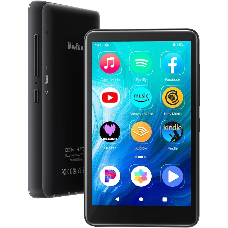 160GB MP3 Player with Bluetooth and WiFi, Diofox mp3&mp4 Player with Spotify