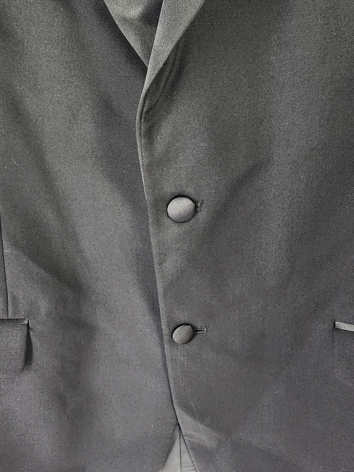 Jones New York Black Tuxedo Suit Mens 46R 40.5 X 30 Notch Lapel 100% Wool - Image 3 of 4