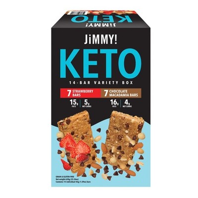 JiMMY! Bar Keto Friendly 7 Strawberry 7 Chocolate Macadamia Energy Bars 14Ct