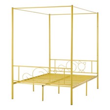 Himmelbettrahmen Full Size mit Kopfteil Gold Rundes Metallrohr Himmelbett