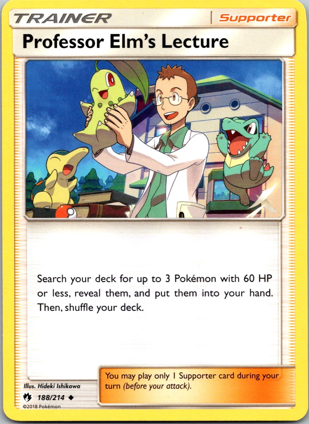 Uncommon Near Mint Professor Elm's Lecture 188/214 Lost Thunder Pokemon