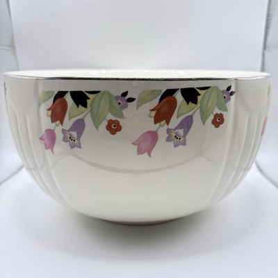 Vintage Hall's Superior Kitchenware Large Mixing Serving Bowl Tulip Crocus 8.75''