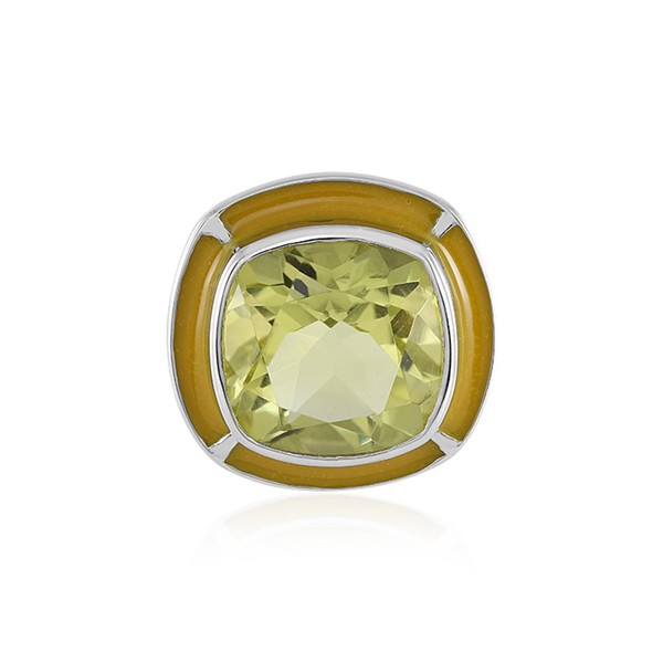 Cavill Ring Sterlingsilber Limonenquarz 3,49Ct Kissenschliff Platin-image