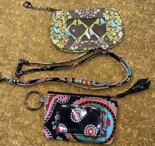 2 Vera Bradley Zip ID Case  Lanyard Badge Holder Key Ring Parisian Paisley 5