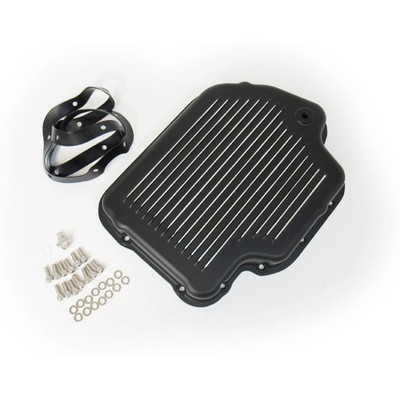 RPC Transmission Oil Pan R8492BK; Black, Finned Cast Aluminum for GM TH400