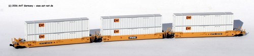 Kato N 1066114 - MAXI IV Wellcar 3-Unit TTX w/ EMP Container; aga NEW, mit OVP | Condition: Gebraucht