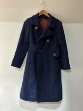 Vintage Mansfield Wool |  Long Double Breasted Coat Size Uk 6 | With Belt | Navy