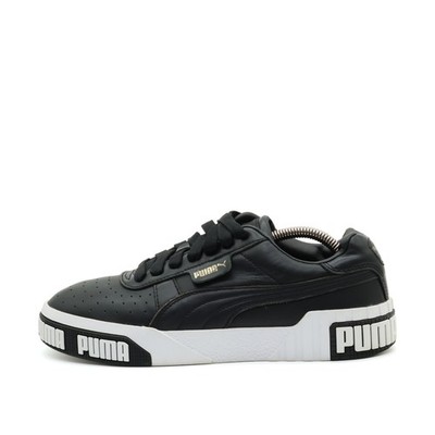 PUMA Damen Cali Sneaker schwarz/weiß Leder Low-Top Gepolsterter Schaft EU 39