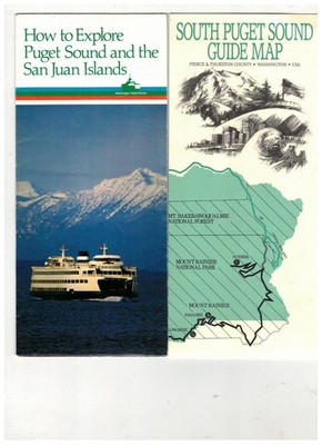 2 Puget Sound Washington Maps: So. Puget Sound, & San Juan Islands Maps