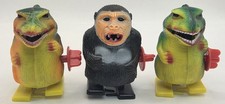 Lot Of 3 Vintage Creatures 2 Godzilla  1 King Kong Wind-Up Sparking Toys