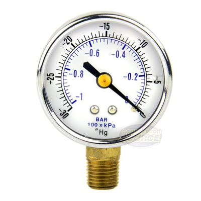 #ad 1 4quot; NPT Vacuum Air Pressure Gauge 2quot; Face 0 to 30 PSI Side Bottom Mount $10.95