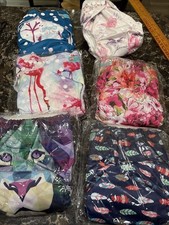 Lot Of 6 ALVA Baby Reusable Cloth Diapers  12 Inserts- 4 NIB  2 Out Of Bags