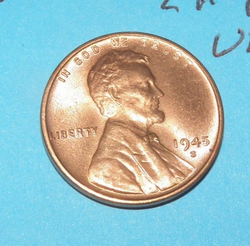 1945 S    LINCOLN WHEAT CENT   CHOICE RED UNCIRCULATED  #4