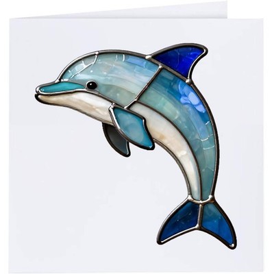 Grußkarten ''Buntglas Delfin'' (GC062636)