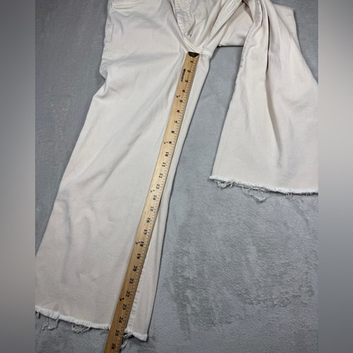 Frank & Eileen Galway Gaucho Natural Denim Cream Cropped Flare Pants Size 26 - Picture 9 of 16