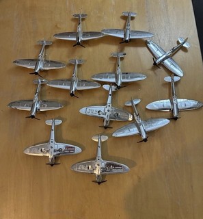 Job Lot Of 12 Vintage Dinky Spitfire MkII Plane Chrome Finnish Spares Or Repair