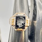 Art Deco 14k Roman Soldier Carved Black Onyx Intaglio Centurion Signet Ring 7.25 — photo 3