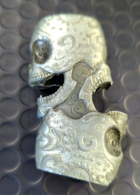 Double Skulls Metal Bic Lighter Case Insert Sleeve Bottle Opener Holder Calavera